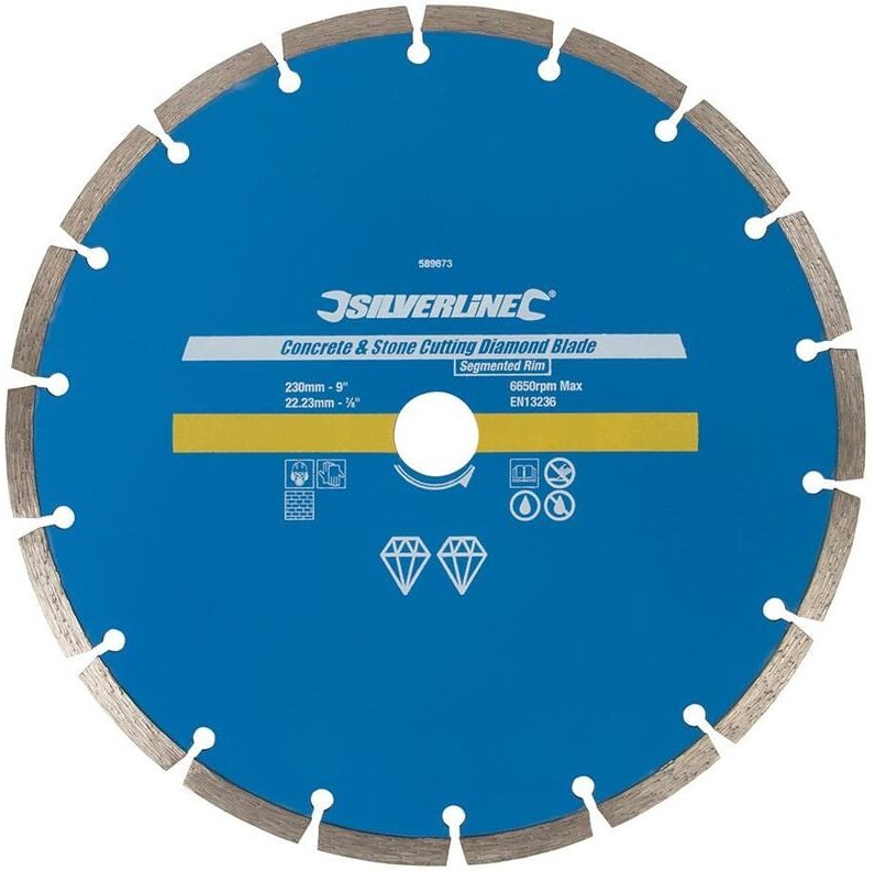 Silverline - Stein- und Beton-Diamanttrennscheibe 230 x 22,23 mm, segmentiert