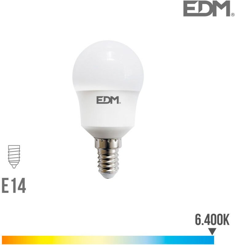 EDM Sphärische LED-Glühbirne E14 8,5 W 1000 lm 6400 K Kaltlicht Ø4,5 x 8,8 cm