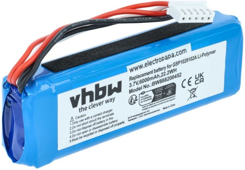 Vhbw - Akku kompatibel mit jbl Charge 3, 3 Stealth Edition Lautsprecher Boxen Speaker (6000mAh, 3,7V, Li-Polymer)