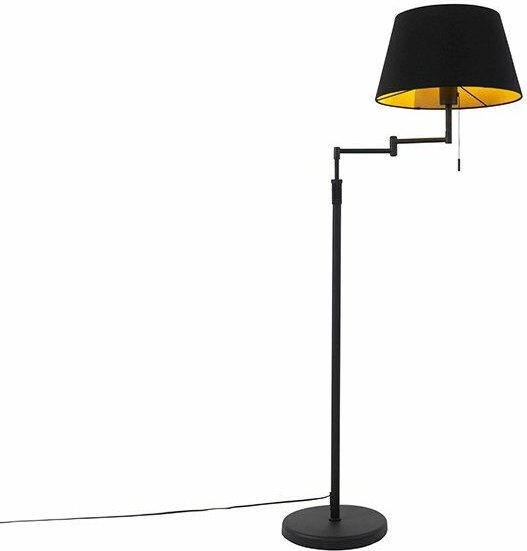Stehlampe schwarz mit schwarzem Schirm und verstellbarem Arm - Ladas
