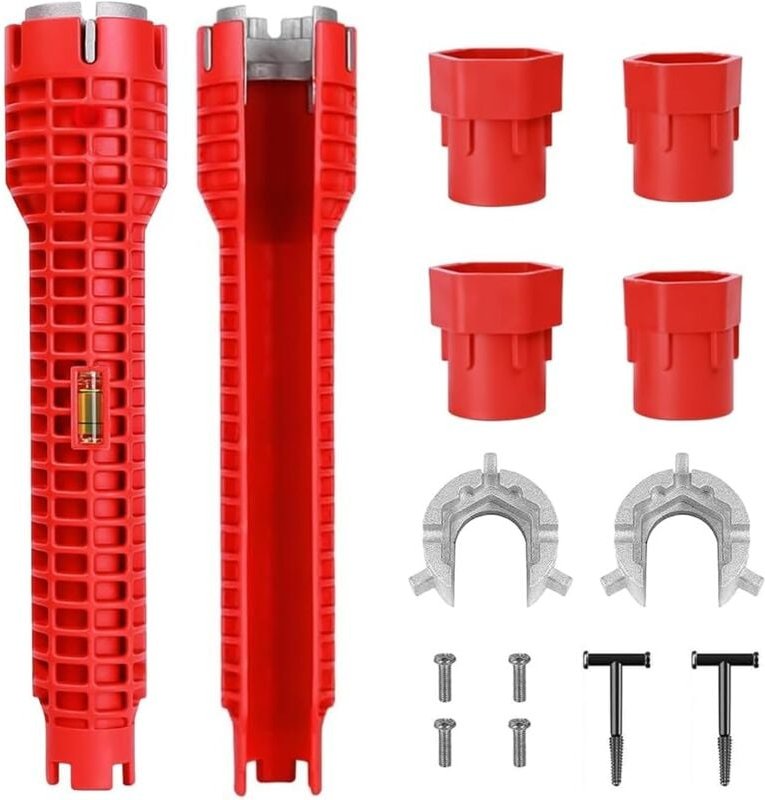 Wasserhahnschlüssel-Werkzeug, 2 Stück, 8-in-1, multifunktionaler, rutschfester Wasserhahn- und Waschbecken-Installer, Sa...