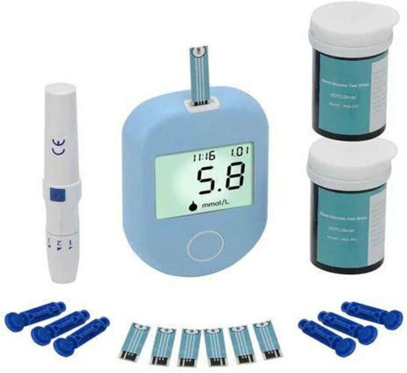 ZVD - Kit de Test de glycémie, Moniteur de glycémie du diabète Testeur de testeur de glucomètre avec 50 Bandes de Test(A...