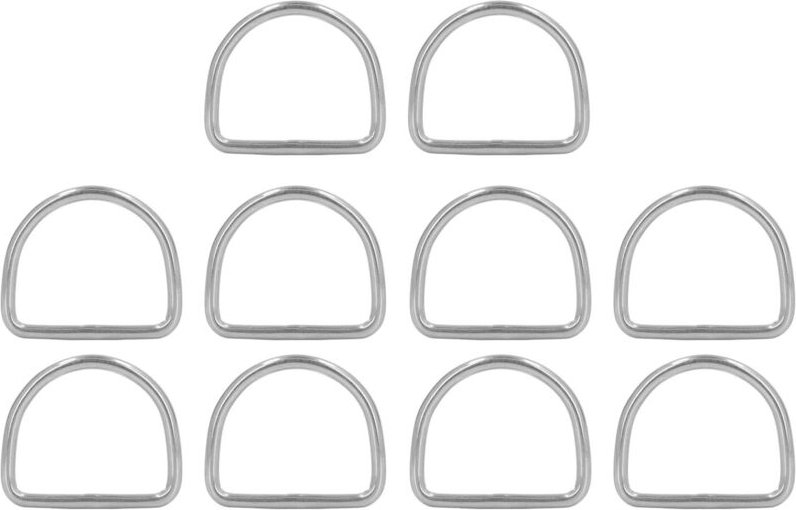 Set mit 10 D-Ringen aus Edelstahl 316, 3 mm, nahtlos geschweißt, halbrund, für Surfbrett- und Kajakzubehör, 15 x 12 x 3 ...