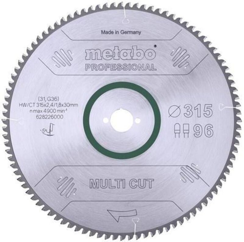 Sägeblatt Metabo multi cut professional 315x30, Z96 fz/tz, 5Grad neg.