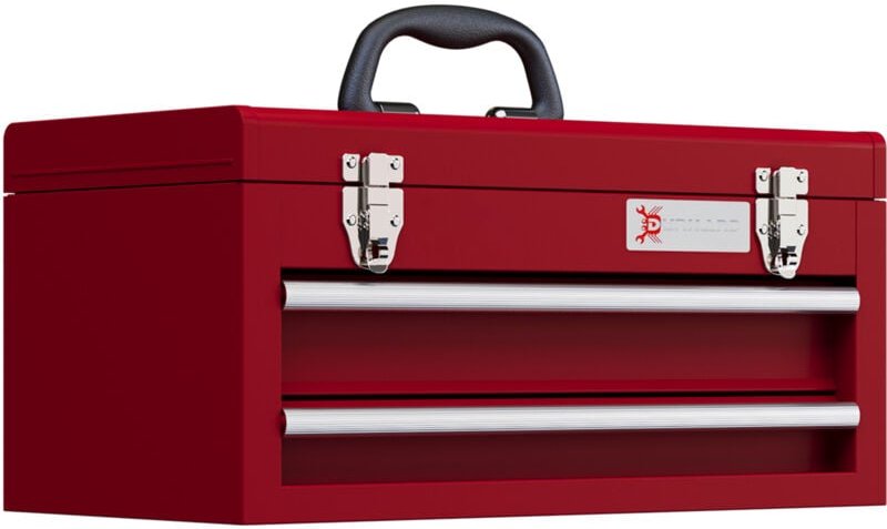 Werkzeugkoffer leer, 46 x 24 x 22 cm Werkzeugkasten mit 2 Schubladen, oberes Staufach, Handgriff, Werkzeugkiste mit 2 Sc...