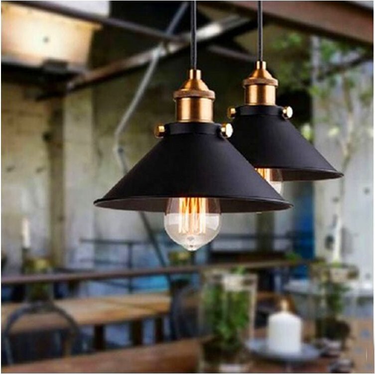 2 Pack Pendelleuchte Vintage, Hängelampe mit Ø26cm Eisen Lampenschirm, Deckenleuchte E27 Fassung für Esszimmer Schlafzim...