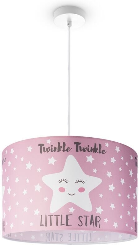 Paco Home - Deckenlampe Kinderzimmer Pendelleuchte Baby Lampenschirm Stoff Rund Sterne Pendelleuchte - Weiß, Design 4 (Ø...