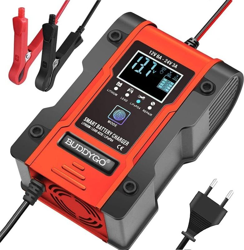 Ladegeräte, Starthilfekabel und Starthilfekabel, 12 V 6 A – 24 V 3 A, Autobatterieladegerät, Multifunktions-Smart-Ladege...