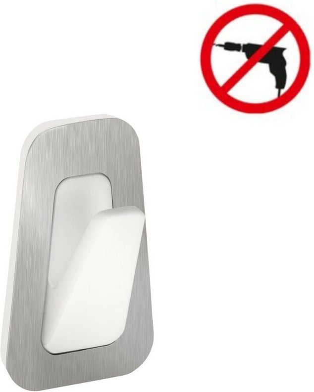 Powerstrips 2 kleine Haken, weiß/chrom, einfache Anbringung ohne Bohren (59783-00003-00) - Tesa