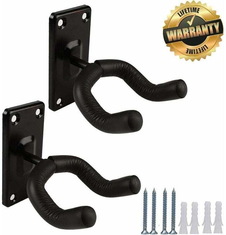 Gitarren-Wandhalterung, Hakenhalter, 2 Gitarren-Aufhänger, Hakenhalter für elektrische Akustikgitarren und Bässe (2 Stüc...