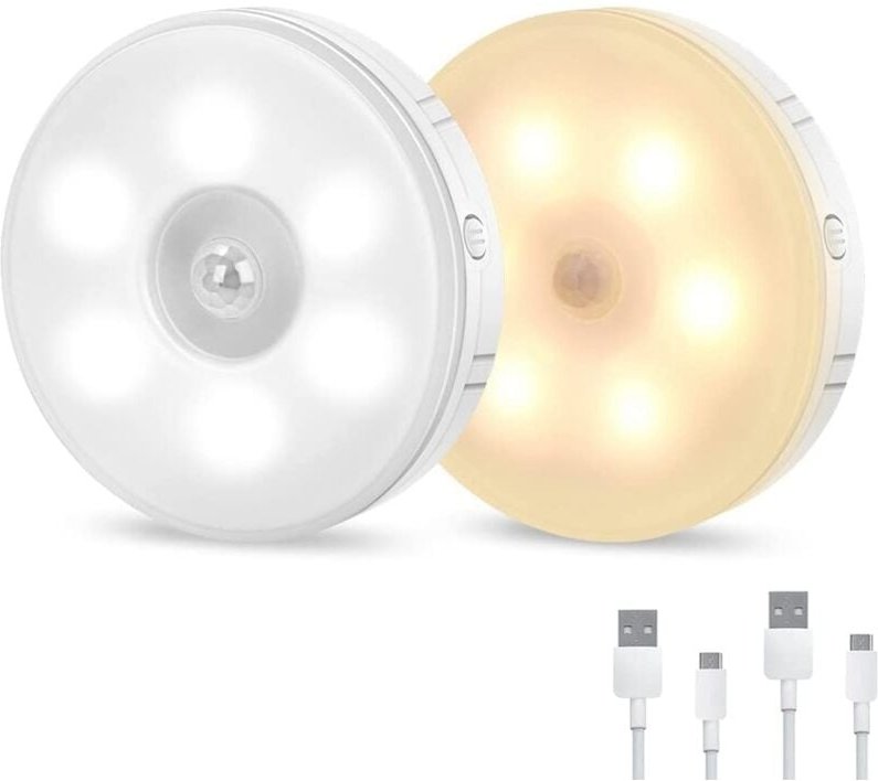 Thumbnail - Tlily - led Licht im der mit Bewegungssensor, Wiederaufladbares usb Licht, 4 (Kaltes AUTO/Warmes auto/ein/aus), Zweifarb...