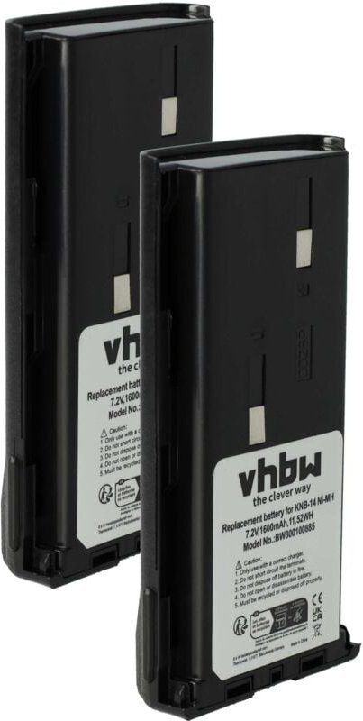 Vhbw - 2x Akku Ersatz für Bidatong BD-15-L für Funkgerät, Walkie Talkie (1600 mAh, 7,2 v, NiMH)