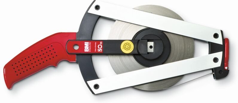 BMI - Weißlackiertes Bandmaß, gedruckte Teilung, Breite 13 mm, Länge 50 m, robust