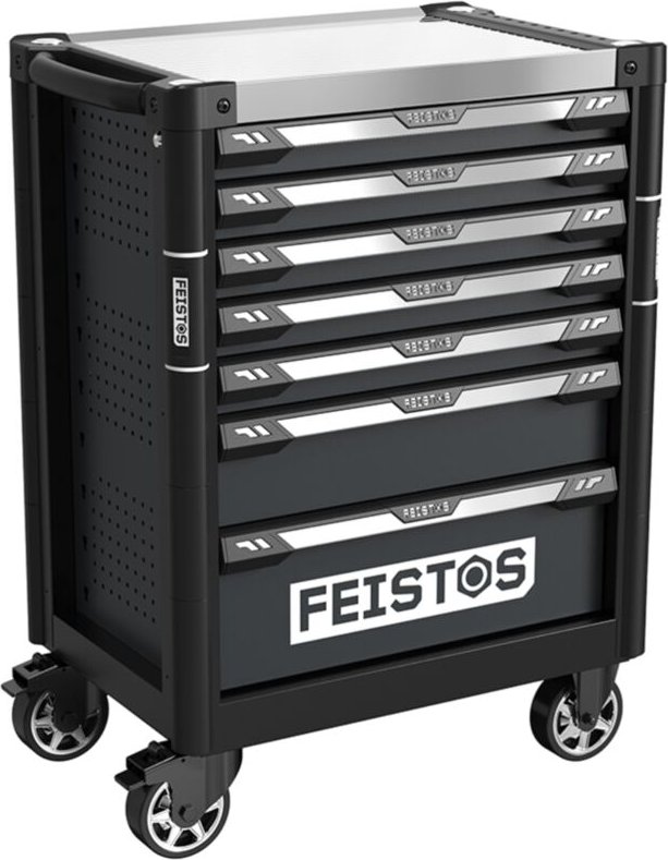 Mento 3 Werkstattwagen bestückt mit 158 Teilen Schwarz 73x48x97 cm - Feistos