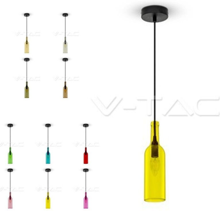 Trade Shop - v-tac LED-Beleuchtung Kronleuchter Flasche Lampenfassung Anhänger E14 bunt - Transparent