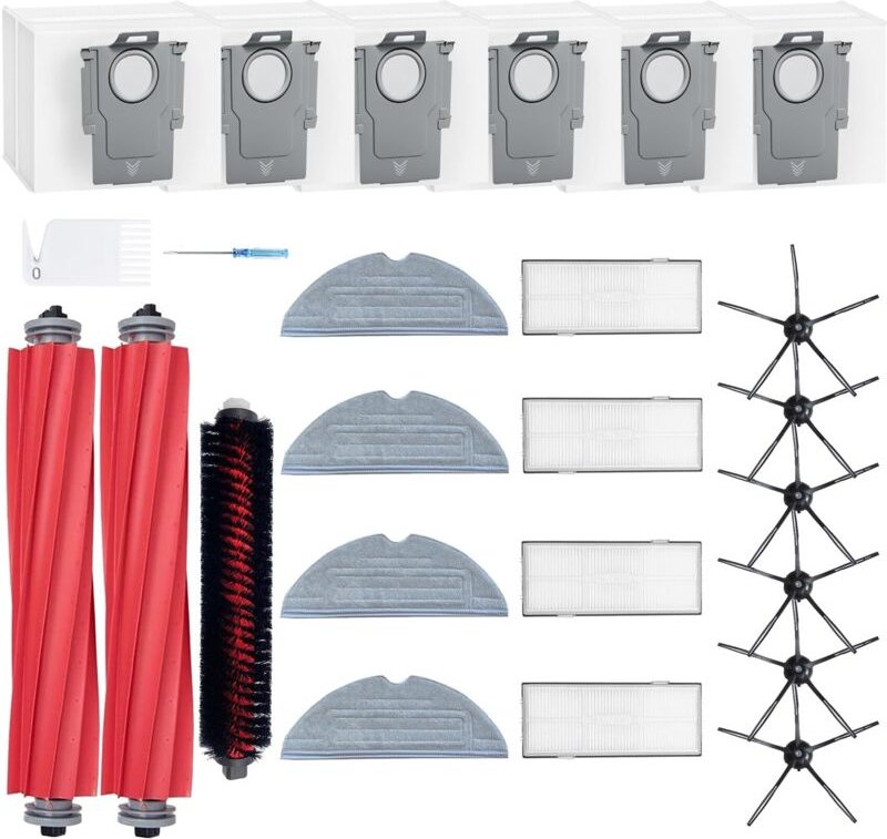 Ersatzteile kompatibel mit Roborock S7 MaxV Ultra, S7 Pro Ultra: 2 Hauptbürsten, 4 Filter, 6 Seitenbürsten, 4 Moppaufsät...