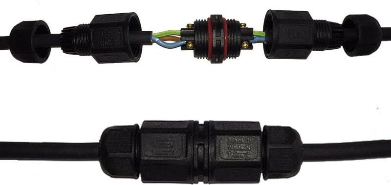 Europalamp - IP68 450V Schwarz 3-Draht wasserdichter Stecker für Anschlüsse von 0.5mm2 bis 2.5mm2