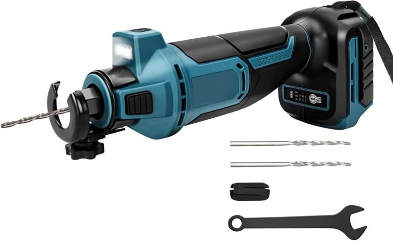 Akku-Rotations-Trockenbautrennschleifer, kompatibel mit Makita 18V-Akkus, Trockenbautrennwerkzeug, Akku-Spiralsäge, LED-...