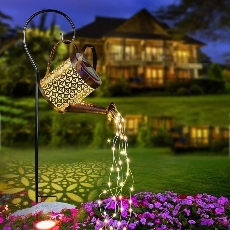 Thumbnail - Solar-LED-Leuchten im Retro-Stil im Stil der alten Bronze-Gießkanne mit Ständer, Wasserkocherlicht, dekorative Lichter f...