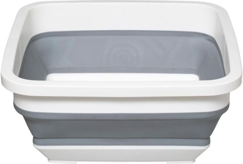 Faltbares 8-Liter-Waschbecken – Grau/Weiß – Platzsparend – Ideal zum Reinigen, Wäschewaschen, Kochen, für Waschküche und...