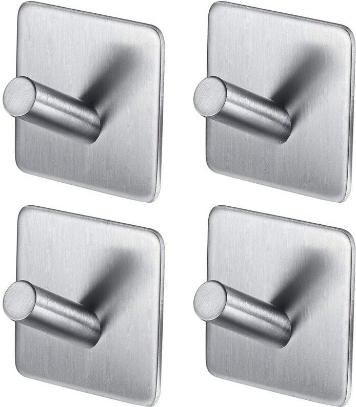 Thumbnail - Selbstklebende Haken aus Edelstahl sus 304 – mit Klebstoff – Wandmontage, Küchentür, Badezimmer, Schlafzimmer – zum Aufh...