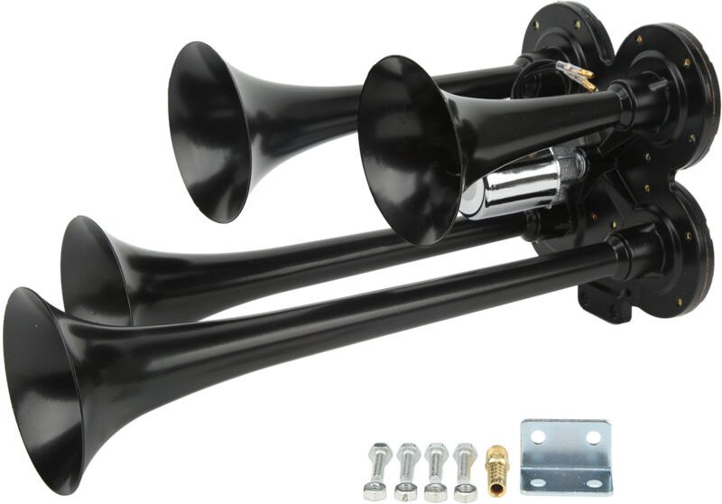 4-Trichter-Kompressorhorn 150 dB 12 V Super laut Universal für Autos, LKWs, Boote, Züge