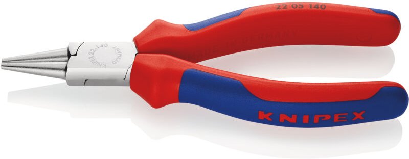 KNIPEX 22 05 140 Rundzange mit Mehrkomponenten-Hüllen verchromt 140 mm