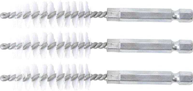 BGS Nylonbürste 14 mm Antrieb Außensechskant 6,3 mm (1/4") 3tlg. - 3078-14-N