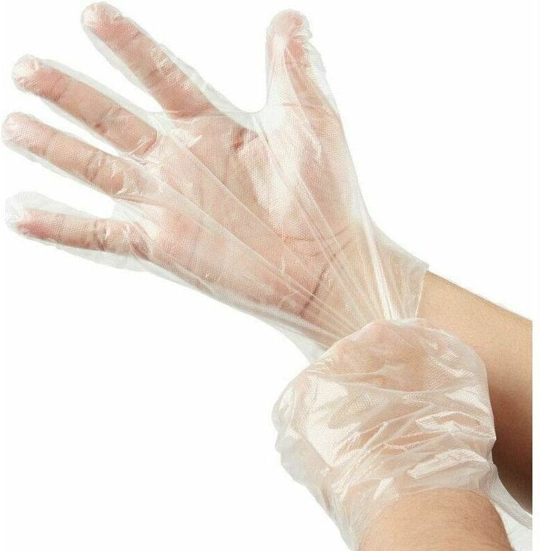 Jalleria - 500 Stück Einweg-Handschuhe aus transparentem PE-Kunststoff, transparente Polyethylen-Schutzhandschuhe für Di...
