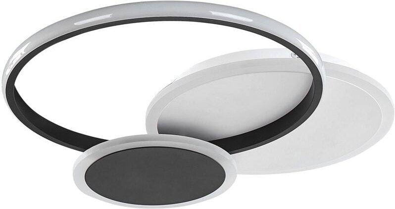 Led Deckenleuchte Schwarz u. Weiß Metall 3-Flammig Rund Flach Ringform Kreisform Unterputzmontage Modern Glamour für Woh...