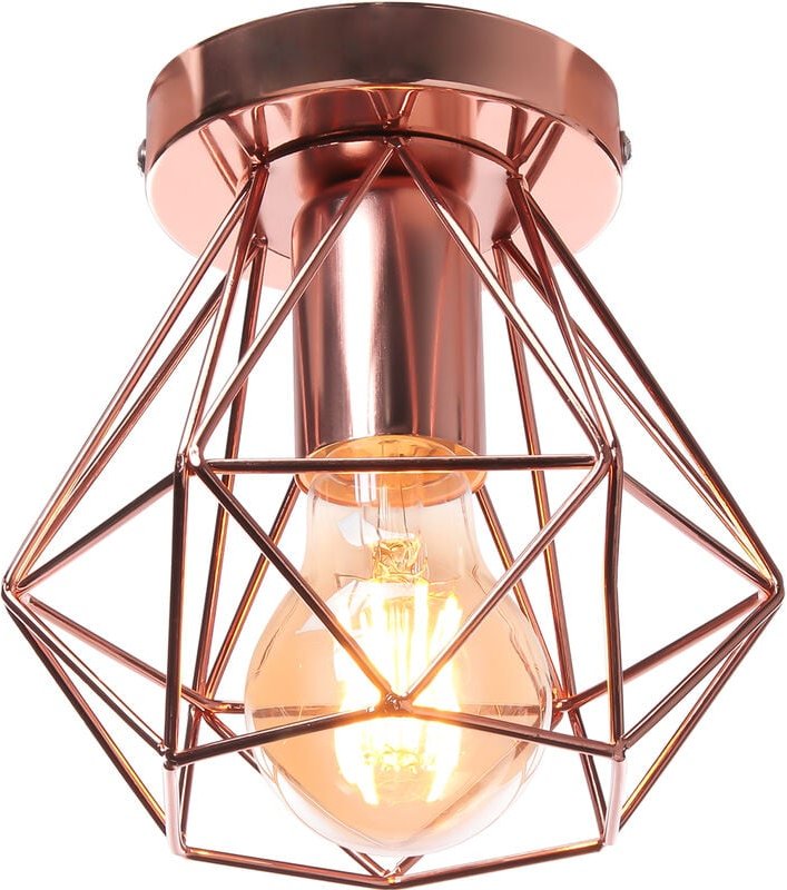 Pendelleuchte Antik, Ø16cm Mini Diamant-Form Kronleuchter, Vintage Hängelampe mit Käfig für Wohnzimmer Schlafzimmer Essz...