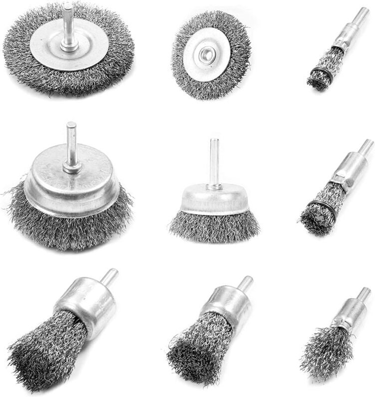 Drahtbürste für Bohrmaschine, Drahtbürstenbohrmaschine, 9-teiliges Drahtbürsten- und Topfbürsten-Set zum Entfernen von R...