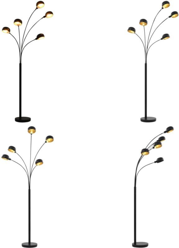 Stehlampe 200 cm 5 x E14 Schwarz und Golden - Stehlampe - Bogenlampe - Wohnzimmerlampe - Esszimmerlampe - Modernes Licht...