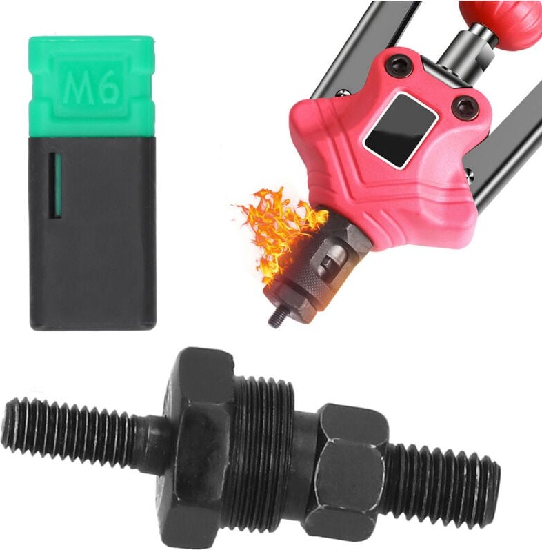 M6 Nietpistolenkopf, Manueller Nietmutterneinstellkopf, Gewindedorn aus Legiertem Stahl für die Installation von Nietmut...