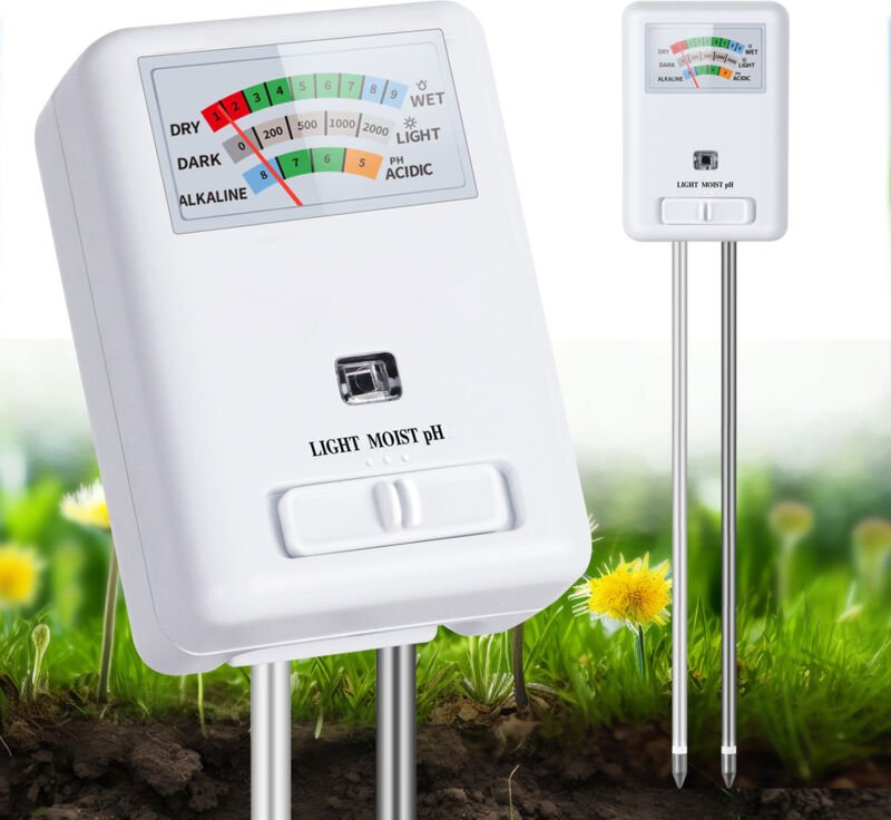 3-in-1 Bodenfeuchtigkeitsmessgerät Licht und pH-Tester für Innen- und Außenbereich Zimmerpflanzen, Garten, Rasen, Bauern...