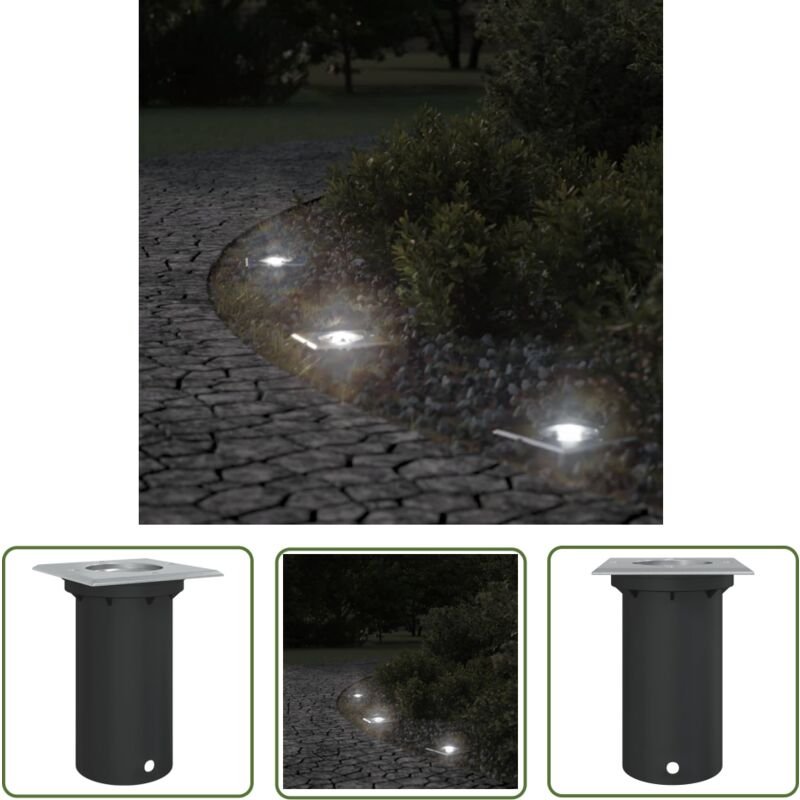 The Living Store - Bodeneinbauleuchte Quadratisch Schwarz 10,5x10,5cm Aludruckguss - Bodenlampe - Außendusche - led Stra...