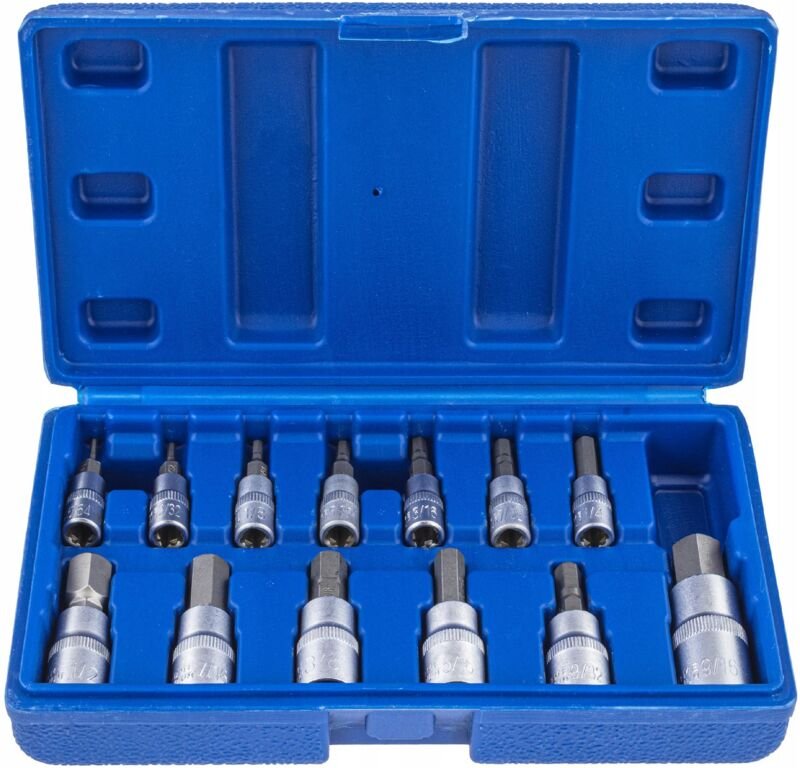 Steckschlüssel Nüsse Zoll HEX SAE 1/4 3/8 1/2 mit Pin CrV 13-teilig