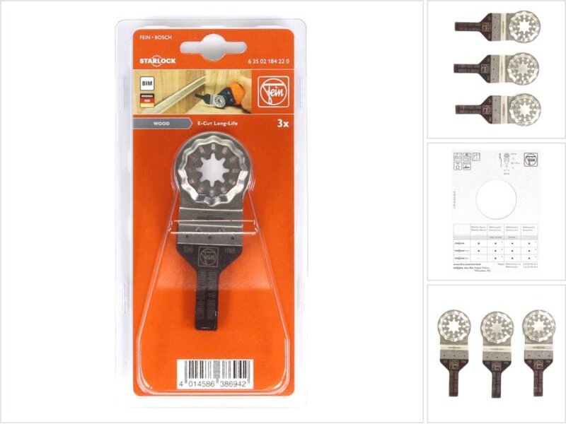 3x E-Cut Long-Life Sägeblatt Starlock 10 mm - 63502184220 - Fein