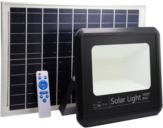 Fabrilamp - Projektor solar malaquita 100w 6500k schwarz 9000lm (28,5x32x8)(53x35x2)cm Steuerung und cable 5m