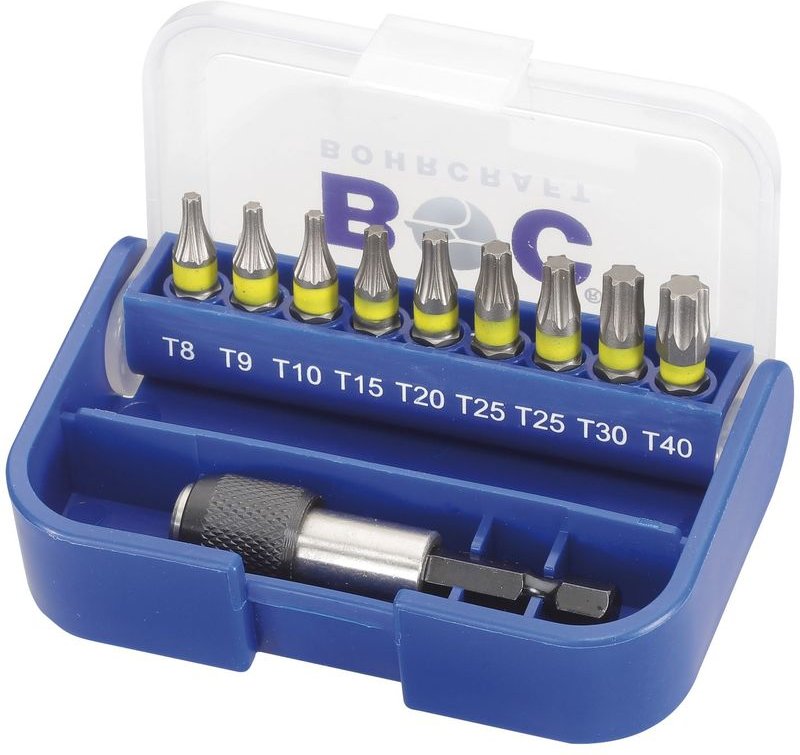 Bit Satz Torx® mit Bithalter 10-teilig in Box farbliche Kennzeichnung - Bohrcraft