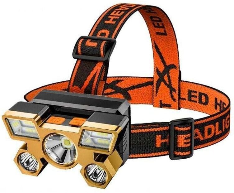 USB-wiederaufladbare Stirnlampe, 5 LED-Scheinwerfer mit Akku, 90-Grad-Drehung, wasserdichte Stirnlampe für die Arbeit im...