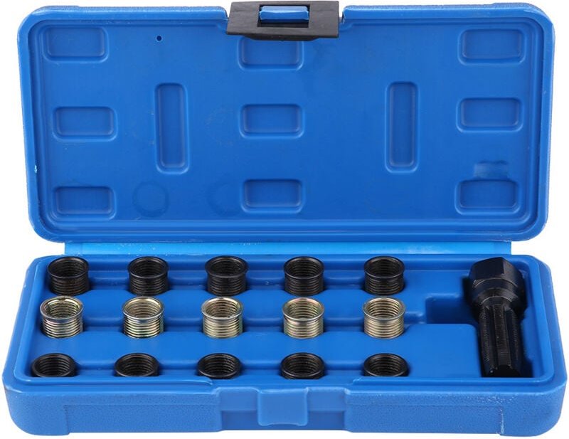 SUNXURY 16-teiliges Zündkerzengewinde-Reparatur-Werkzeugset, Gewindegröße M14 x 1,25 mm, Gewindebohrergröße M16 x 1,25 m...