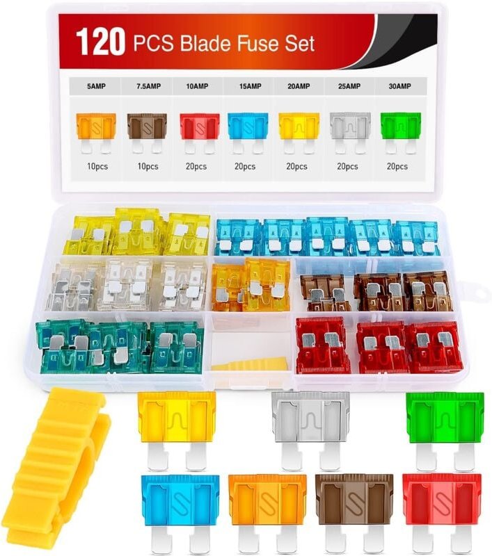 Tigrezy - 120-teiliges Standard-Sicherungssortiment – 5, 7,5, 10, 15, 20, 25, 30 Ampere – Reguläre apr/ato (offen)/ATC...