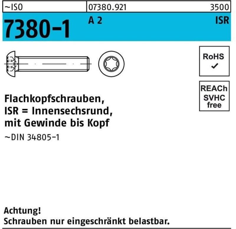 Thumbnail - Flachkopfschraube iso 7380-1 m.Innensechsrund vg m 3 x 40 -T10 a 2