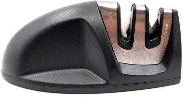 Professioneller Messerschärfer, 2-in-1, für Edelstahl und Keramik, rutschfester Boden, schwarz