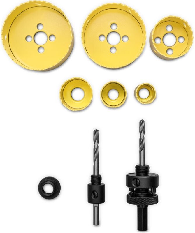 TROTEC Lochsägen-Set aus HSS Bi-Metall Sägekranz sägen Loch Gipskarton PVC Acryl Weißblech Aluminium Zinkguss Kupfer Bro...