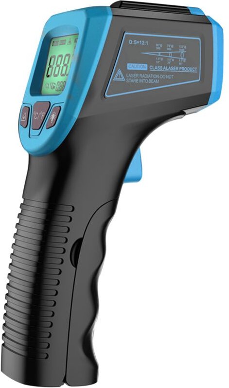 Berührungsloses Infrarot-Thermometer, digitale LCD-Anzeige, blau, Messbereich: -50 °C bis 600 °C (58 °F bis 1112 °F).