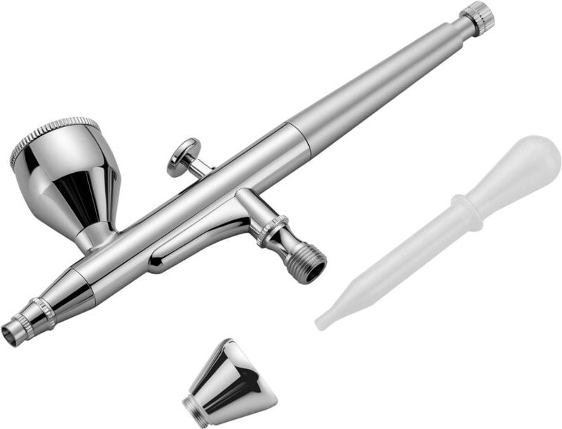 Wiltec - Airbrush Pistole X501, Air Brush mit 0,3 mm Düse und Flüssigkeitsbecher 7 ml, 2 ml, präzise Airbrushpistole für...