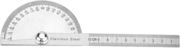 Winkelmesser und Messlineal aus Edelstahl – drehbarer Winkelmesser 0-180° mit festem Messarm (19,7 cm)