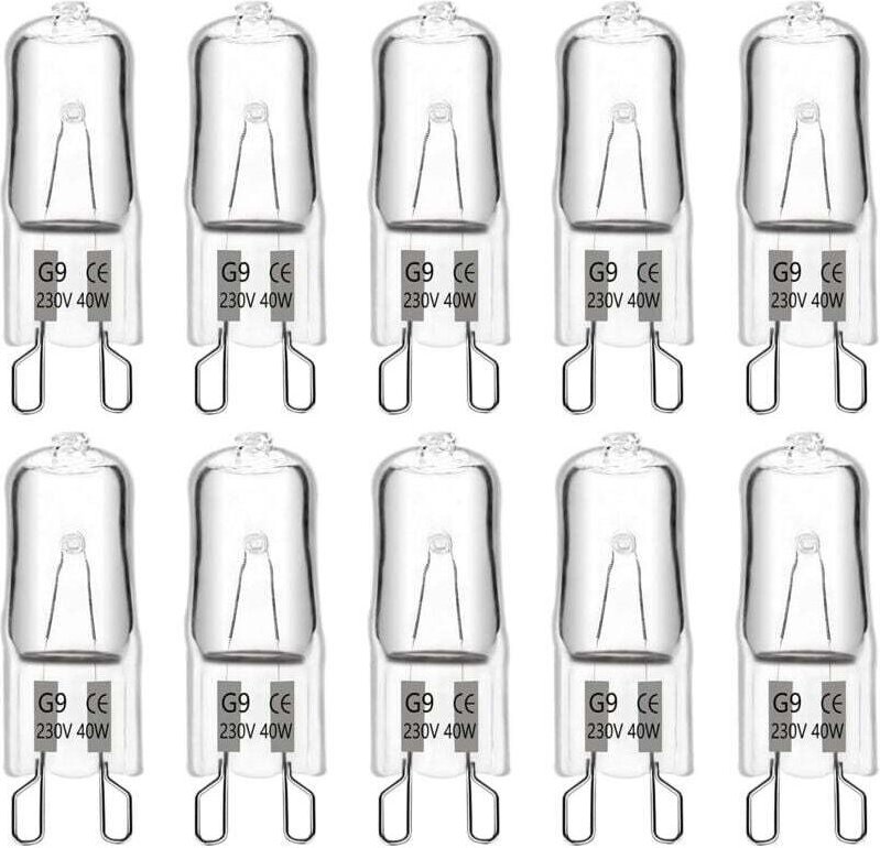 G9 40W 230V 480lm 2900K warmweiße Halogenlampen, dimmbar, für Kronleuchter, Außenlampen, Wandleuchten und Möbelbeleuchtu...